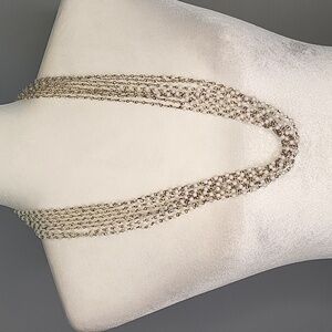 Talbots 15 1/2" 7 Strand Goldtone Necklace with White and Clear Beads